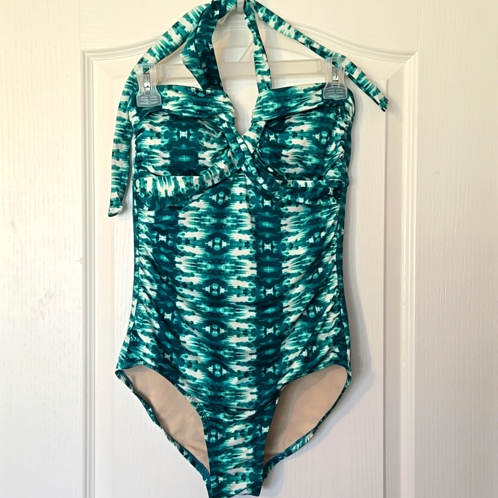 Emerald Green Swimsuit Tie Neck